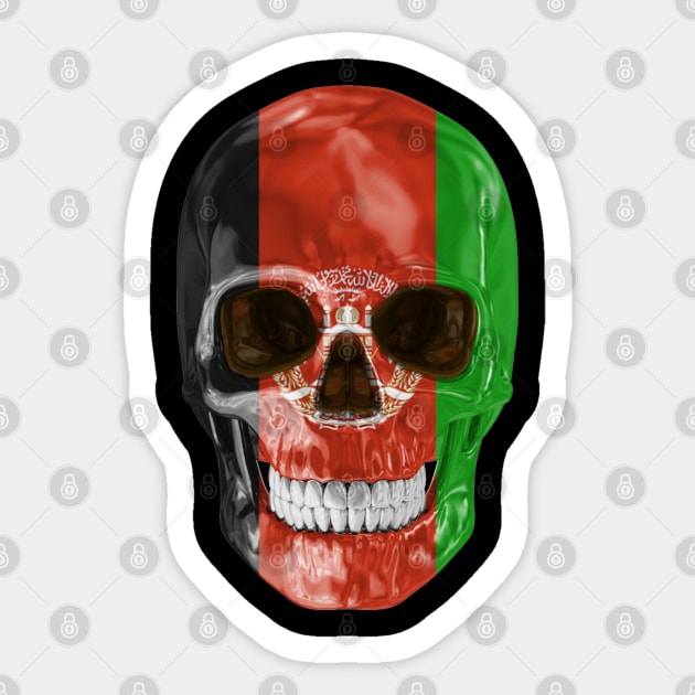 Afghanistan Flag Skull - Gift for Afghanistani With Roots From Afghanistan Sticker by Country Flags